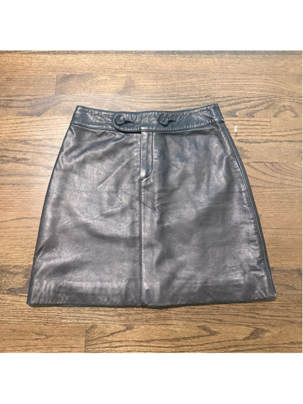 New Banana Republic Black 100% Genuine Leather Lined Mini Skirt Size 0